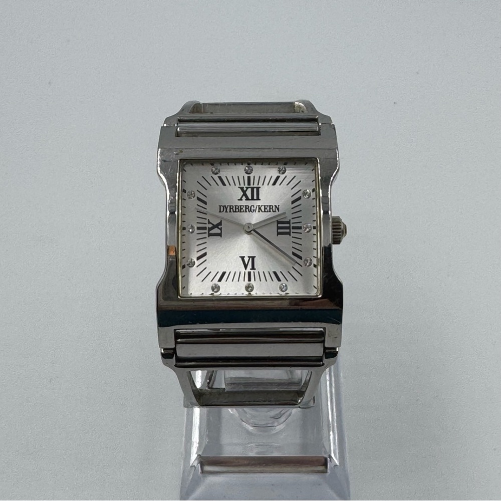 Dyrberg Kern Watch Richmond Silver Tone With Crystals On Face Square Bracelet